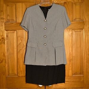 NWOT Ultra Dress New York Vintage 80s Midi Career Black White Size 12